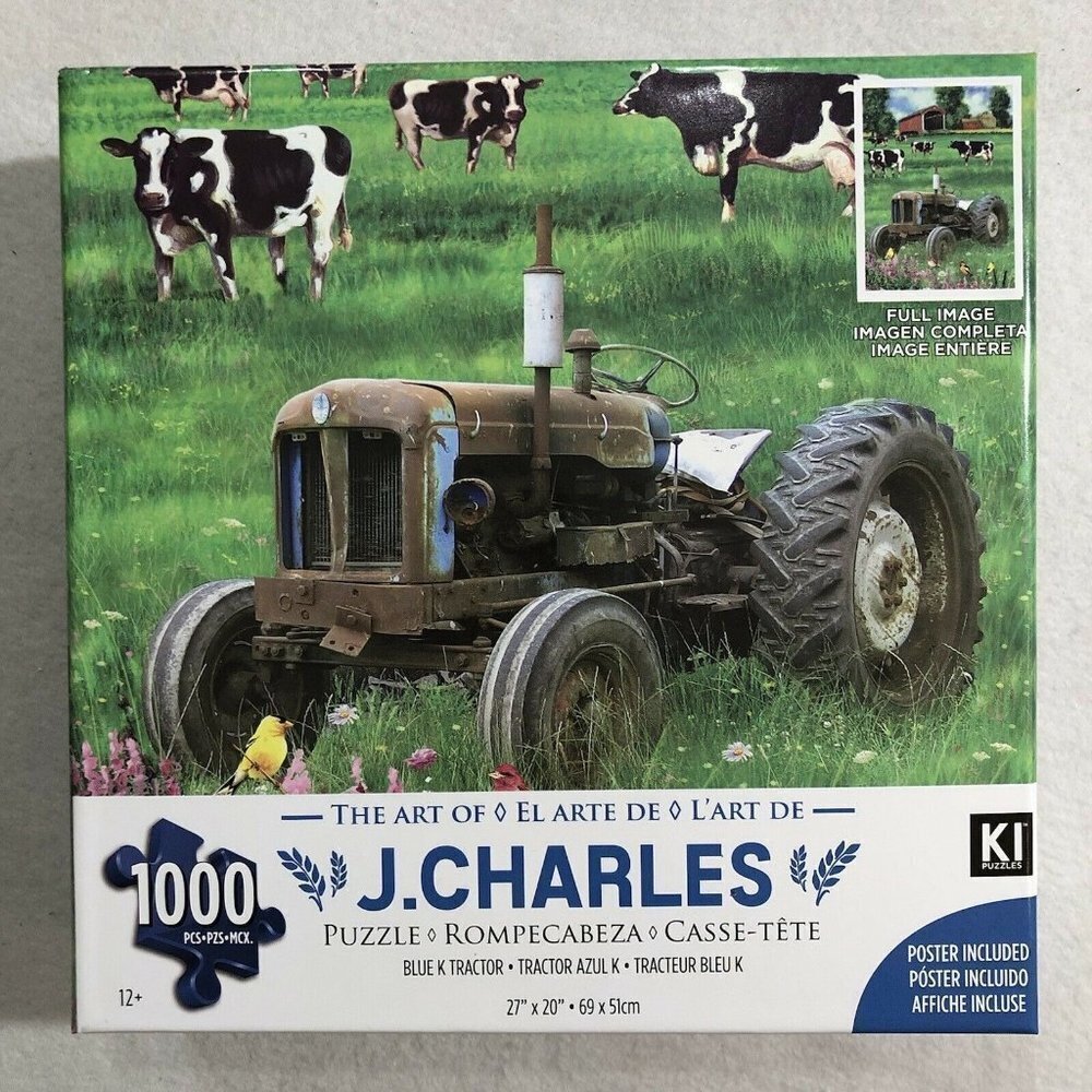 Blue K Tractor J. Charles 1000 Pcs Puzzle Jigsaw Farmer Cow Farm Agriculture New